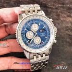 Perfect Replica Breitling Old Navitimer Moon chronograph Blue Face SS Watch